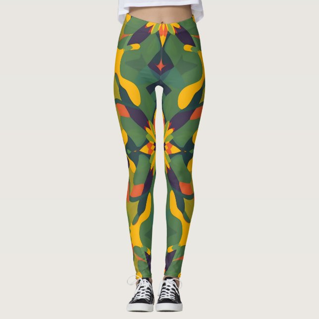 Vibrant Seamless Pattern Leggings - Bold Home Deco (Front)