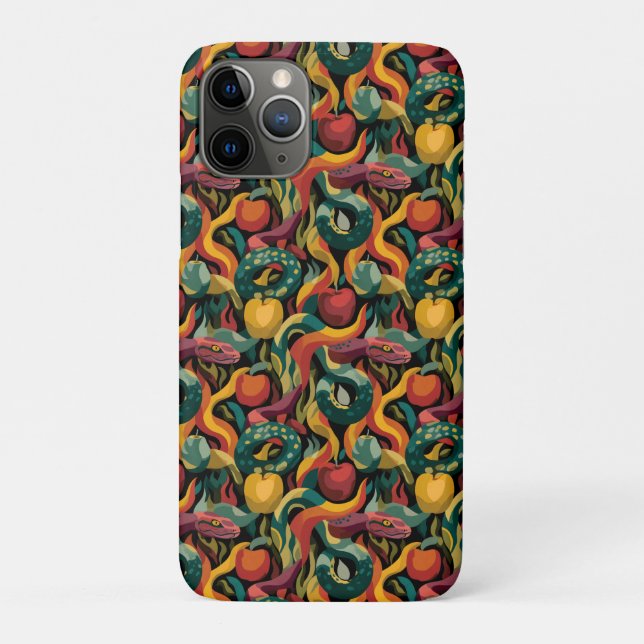Vibrant Seamless Pattern with Snakes and Apples Case-Mate iPhone Case (Back)