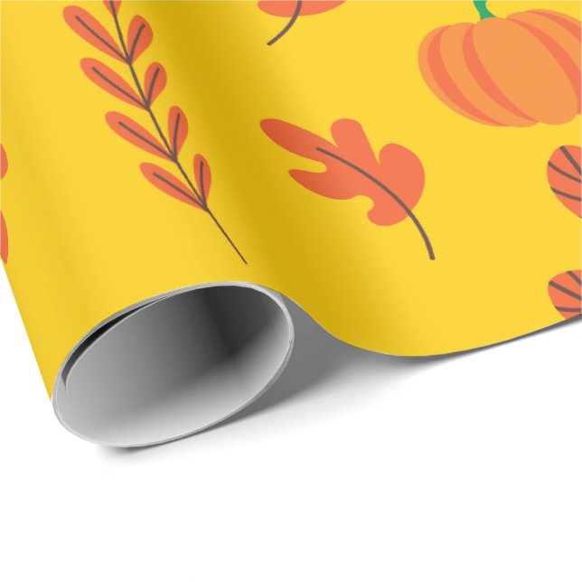 Vibrant Seamless Wrapping Paper: Autumn Pumpkins Paper (Roll Corner)