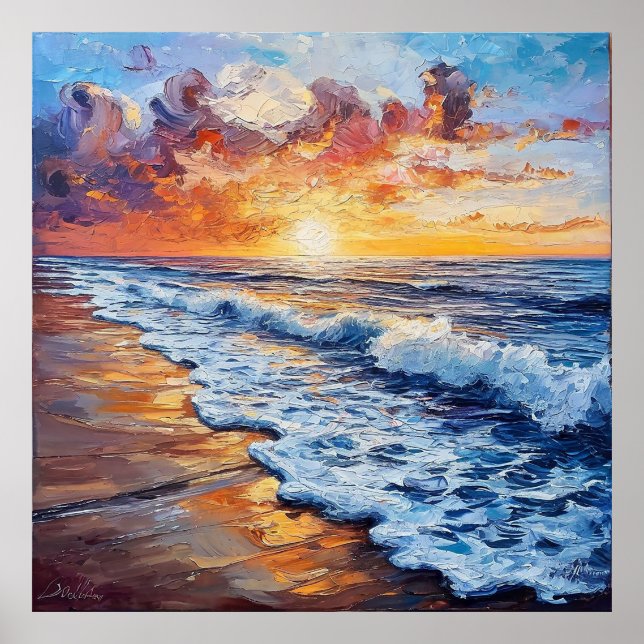 Vibrant seascape at sunset poster (Front)