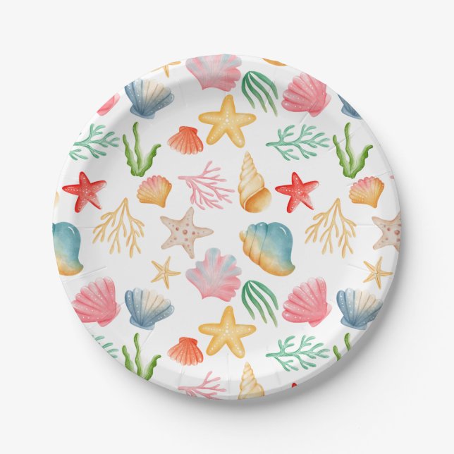 Vibrant Seashell Ocean Sea Marine Celebration Paper Plate (Front)