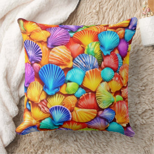 Vibrant Seashell Symphony Art Cushion