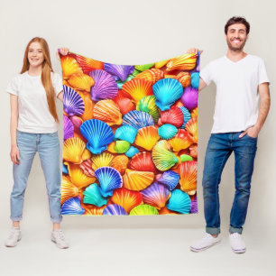 Vibrant Seashell Symphony Art Fleece Blanket