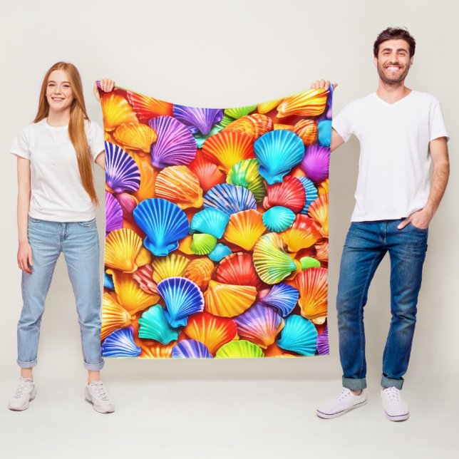 Vibrant Seashell Symphony Art Fleece Blanket (In Situ)