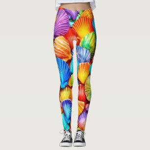 Vibrant Seashell Symphony Art Leggings