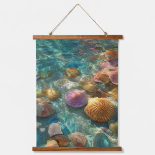 Vibrant Seashells Under Tropical Water Art Hanging Tapestry