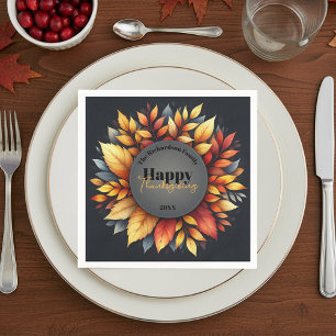 Vibrant Seasonal Autumn Foliage Thanksgiving Napkin