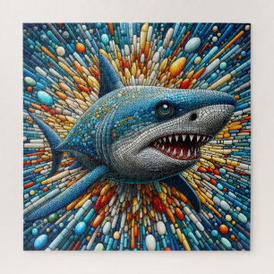 Vibrant Shark Ocean Colorful Sea Life Creatures Jigsaw Puzzle