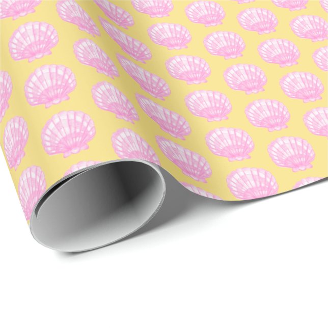 Vibrant Shell (Yellow and Pink) Wrapping Paper (Roll Corner)