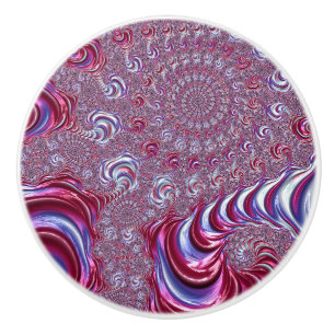 Vibrant Shiny Groovy Trippy Spiralling Fractal Art Ceramic Knob