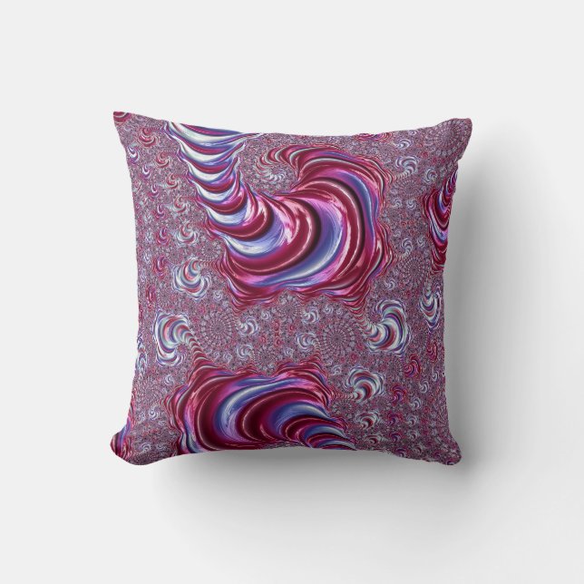 Vibrant Shiny Groovy Trippy Spiralling Fractal Art Cushion (Front)