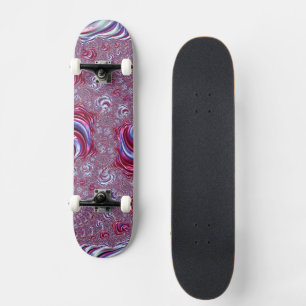 Vibrant Shiny Groovy Trippy Spiralling Fractal Art Skateboard