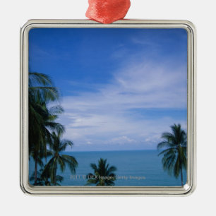 Vibrant shoreline metal tree decoration