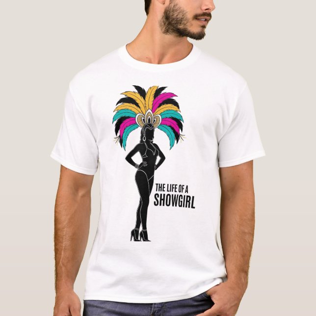 Vibrant showgirl with feathered headdress embodies T-Shirt (Front)