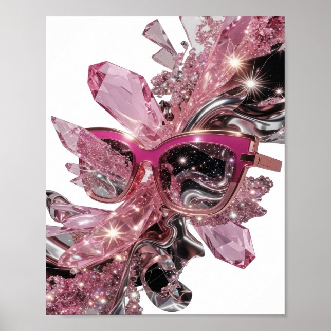 Vibrant Silver ABSTRACT ART Artistic Motif Poster (Front)
