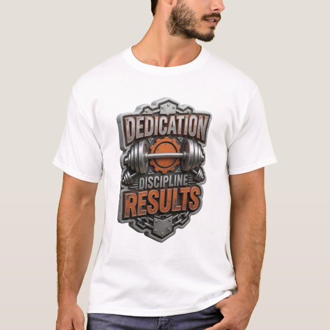 Vibrant Silver DEDICATION DISCIPLINE RESULTS T-Shirt (Front)