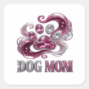 Vibrant Silver DOG MOM Sticker Design
