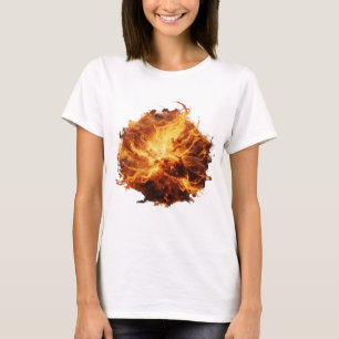 Vibrant Silver FIRE BALL Slogan Design T-Shirt