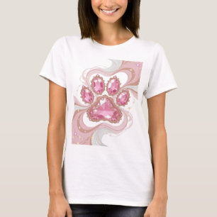 Vibrant Silver PINK JEWELRY PAW Text Design T-Shirt