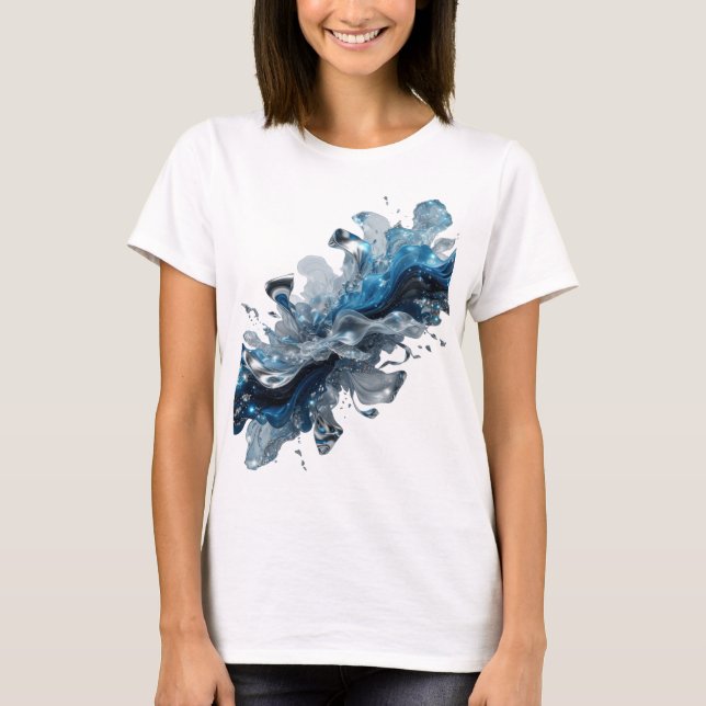 Vibrant Silver WATER FLOW Statement Tee (Front)
