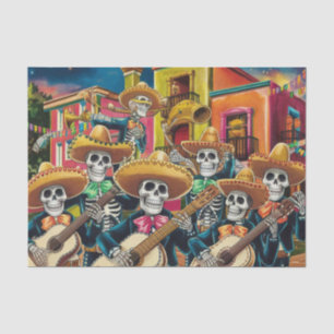 Vibrant Skeleton Mariachi Band Día de Los muertos Tissue Paper
