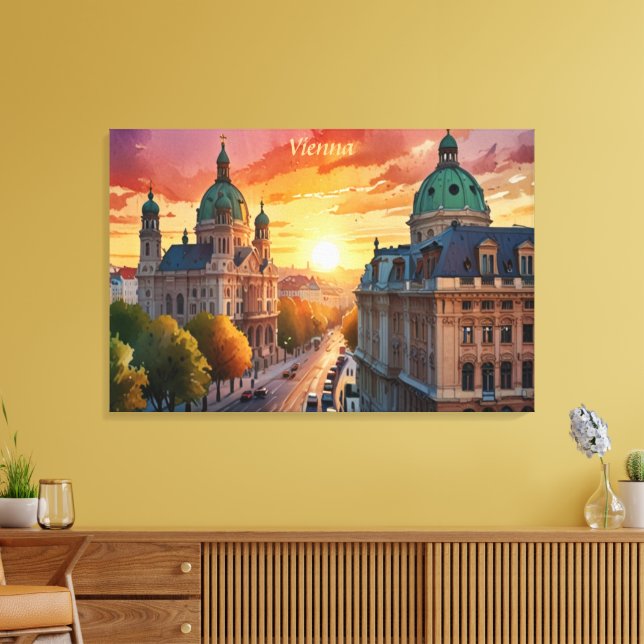 Vibrant Sketch of Vienna Monogram |  Canvas Print (Insitu(LivingRoom))