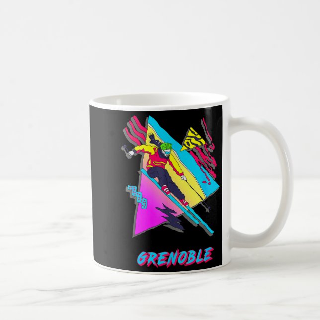 Vibrant skiing design featuring grenoble text ski coffee mug (Right)