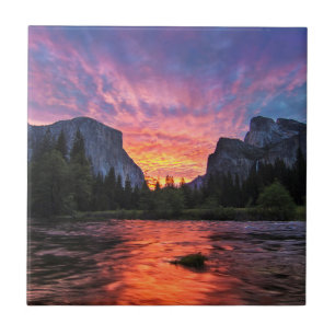 Vibrant Sky Yosemite Valley Tile