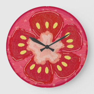 Vibrant Sliced Tomato Painted Fruit Modern Large Clock