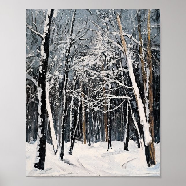 Vibrant Snowy Forest Winter Scene Poster Wall Art (Front)