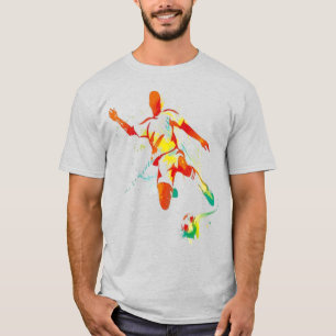 Vibrant Soccer Player Grunge Art T-Shirt