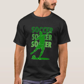 Vibrant Soccer Player Silhouette with Bold Text T-Shirt