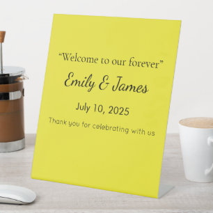 Vibrant Solid Yellow Background Pedestal Sign