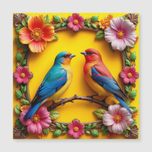 Vibrant Songbirds Surrounded by Floral Frame