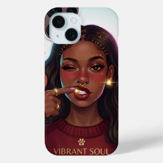 Vibrant Soul Afro Beauty Illustration iPhone 15 Case