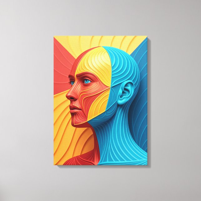 Vibrant Soul Colorful Abstract Face Canvas Print (Front)