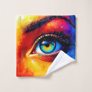 Vibrant Soul Colorful Eye Painting  Bath Towel Set
