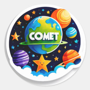 Vibrant Space Globe With Planets Classic Round Sticker
