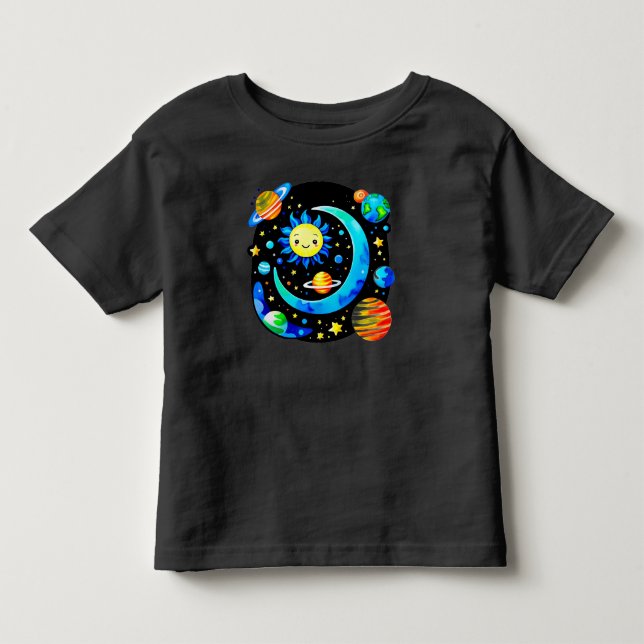 Vibrant Space Globe With Planets Toddler T-Shirt (Front)