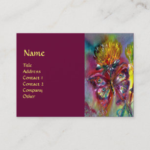 VIBRANT SPARKLING BUTTERFLIES IN BLUE,red Business Card