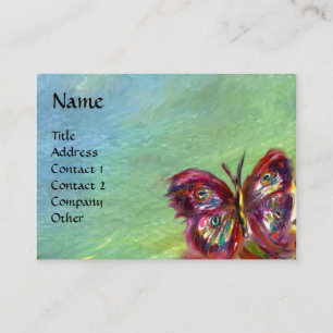 VIBRANT SPARKLING BUTTERFLIES IN BLUE,Teal Business Card