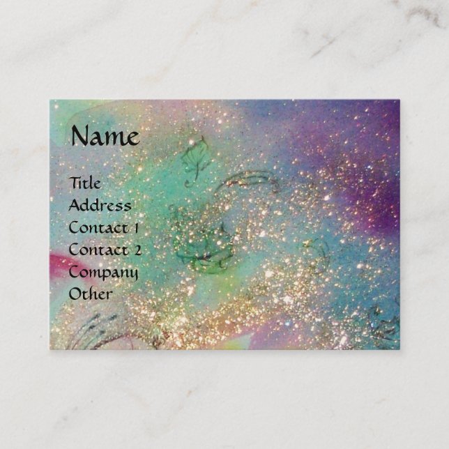 VIBRANT SPARKLING BUTTERFLIES IN BLUE,Teal Business Card (Front)