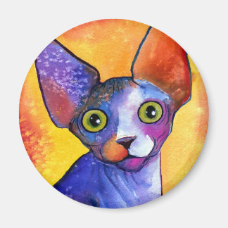Vibrant sphynx cat 3 painting magnet