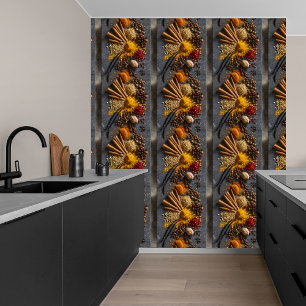 Vibrant Spices on Dark Grey Stone DIY Peel & Stick Wallpaper