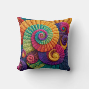 Vibrant Spiral Abstract Patterns Cushion