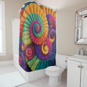 Vibrant Spiral Abstract Patterns Shower Curtain