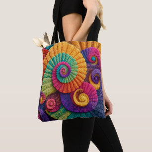 Vibrant Spiral Abstract Patterns Tote Bag