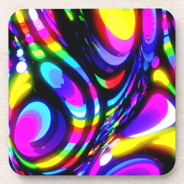 Vibrant Spiral Fantasy Pattern Coaster (Front)