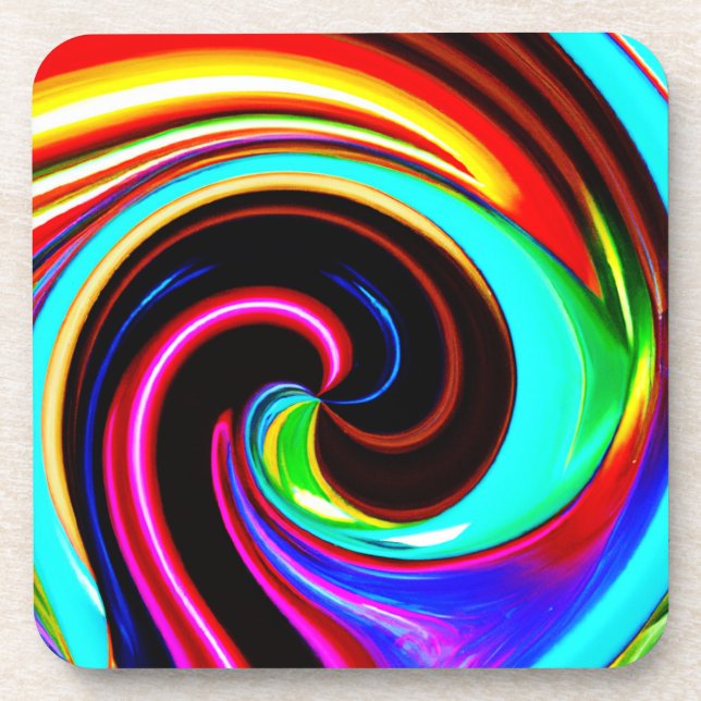 Vibrant Spiral Fantasy Pattern Coaster (Front)