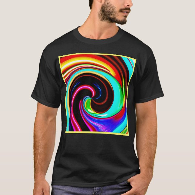Vibrant Spiral Fantasy Pattern T-Shirt (Front)